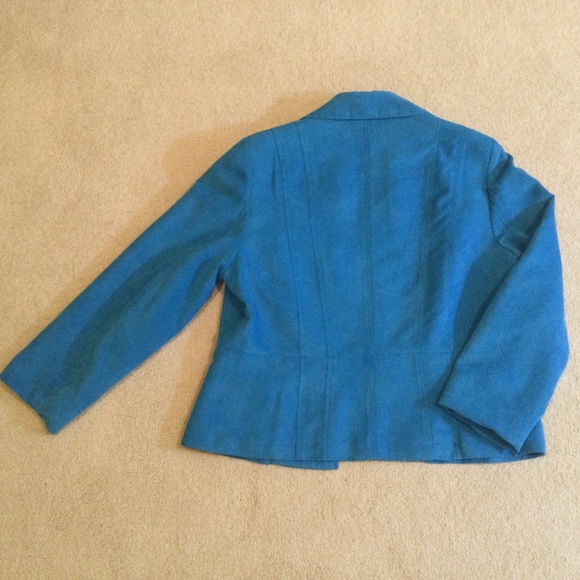 Tribal Turquoise Blue Faux Suede Jacket - Picture 3 of 7
